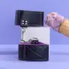 Ouch! - Reversible Ankle Cuffs - Purple - skórzane, dwustronne kajdanki na nogi