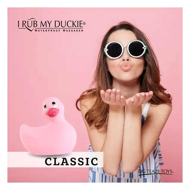 Big Teaze Toys - I Rub My Duckie 2.0 - Pink. Urocza wibrująca kaczuszka do masażu. 7 programów. Wibrator incognito.
