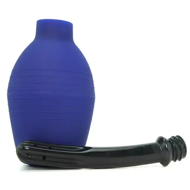 Renaged - Body Cleanser Blue - niebieska gruszka do lewatywy z lekko zakrzywioną końcówką