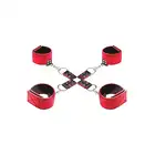 Ouch! - Reversible Hogtie - Red - czerwone kajdanki krzyżowe do zniewalania! Mega sale! Ostatnia sztuka!