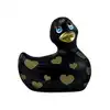 I Rub My Duckie 2.0. Wibrator w kształcie czarnej kaczuszki ze złotymi sercami. 7 trybów wibracji
