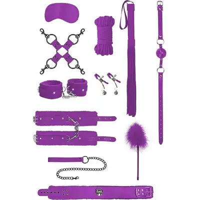 Ouch! - Intermediate Bondage Kit - Purple - wieloczęściowy zestaw do krępowania w fioletowym kolorze