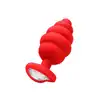 Ouch! - Regular Ribbed Diamond Heart Plug - Czerwony prążkowany korek analny z kryształkiem. Top produkt! Mega sale!