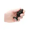 Ouch! - Large Ribbed Diamond Heart Plug. Czarny prążkowany korek analny z kryształkiem L