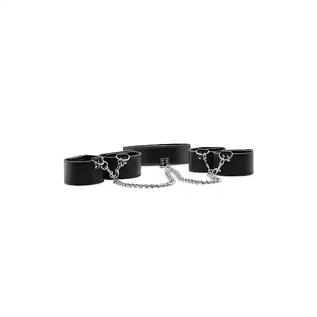 Ouch! - Reversible Collar/Wrist/Ankle - zestaw kajdanki na ręce, nogi i obroża. Podkręcona sesja BDSM