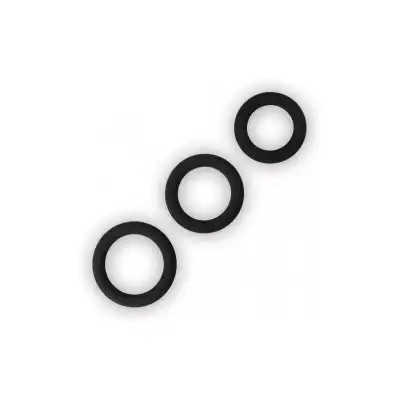 Lovetoy - Power Plus Silicone Snur Ring Set. Zestaw 3 silikonowych pierścieni na penisa w kolorze czarnym 