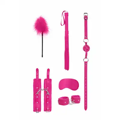 Ouch! Beginners Bondage Kit - Pink. Super 5 częściowy zestaw BDSM dla początkujących w kolorze różowym