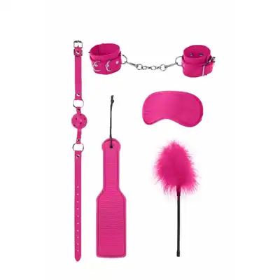 Ouch! - Introductory Bondage Kit #4 Pink - rózowy, 4-częściowy zestaw do ekscytujących zabaw. Mega sale! Ostatnia sztuka!