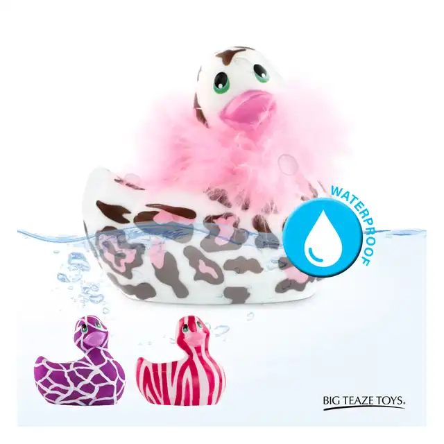 I Rub My Duckie 2.0 - Wild Panther. Urocza wibrująca kaczuszka z motywem pantery i boa. 7 trybów wibracji 