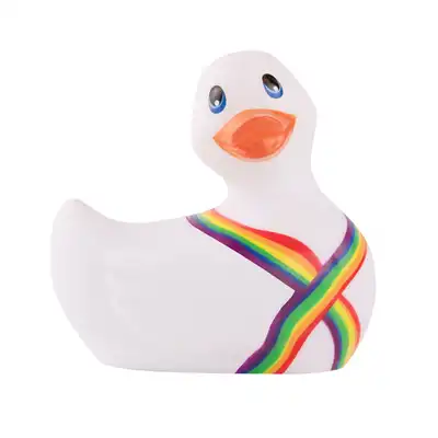 I Rub My Duckie 2.0 - Pride White. Wibrująca kaczuszka z motywem tęczy. 7 trybów wibracji. 