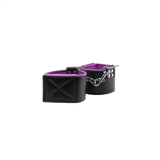 Ouch! - Reversible Ankle Cuffs - Purple - skórzane, dwustronne kajdanki na nogi. Ostatnia sztuka!