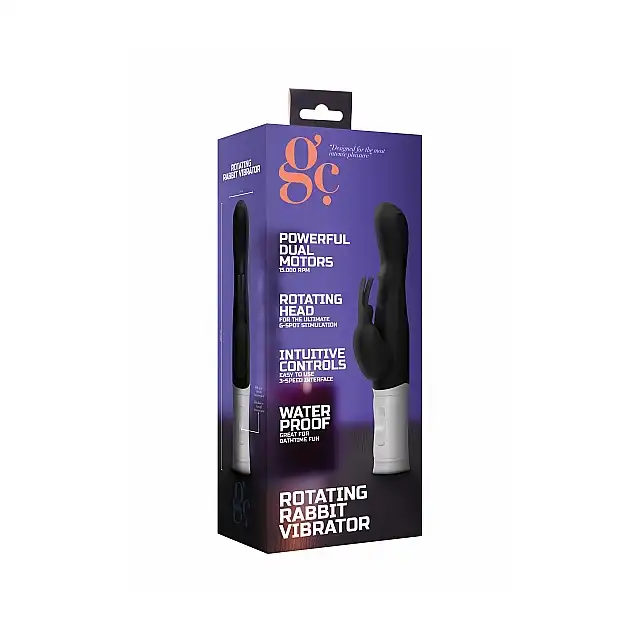 GC - Rotating Rabbit Bunny Black - czarny wibrator z króliczkiem, który zapewni ekscytujące wrażenia!