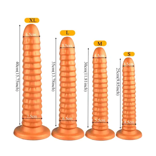 Kiotos - Goldplay Ribbed S. Prążkowane miękkie złote dildo 25 cm długości 