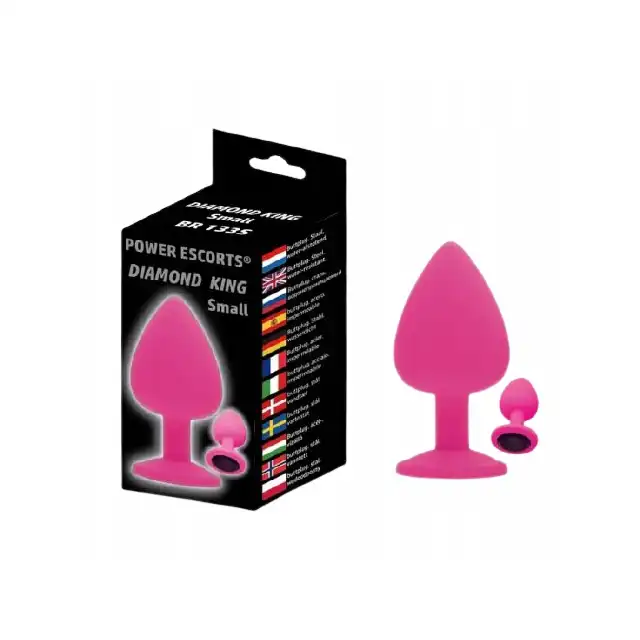 Power Escorts - Diamond King Pink S. Silikonowy korek analny z diamencikiem w podstawie. Elegancki, higieniczny i przyjazny dla początkujących