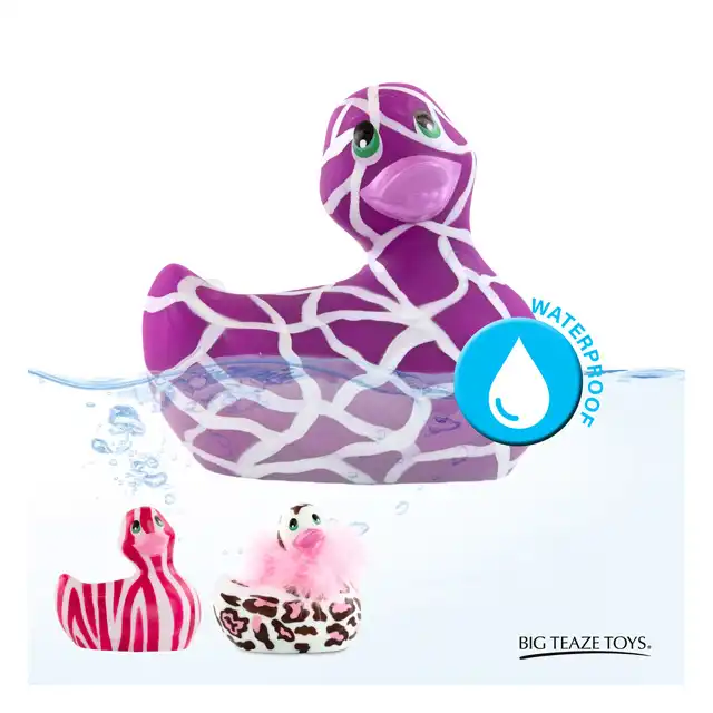 I Rub My Duckie 2.0. Fioletowa dziko wibrująca kaczuszka z motywem safari. 7 trybów 