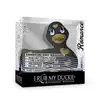 I Rub My Duckie 2.0. Wibrator w kształcie czarnej kaczuszki ze złotymi sercami. 7 trybów wibracji
