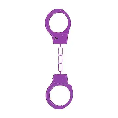  Shots Toys - Metal Handcuffs Purple. Fioletowe kajdanki z lekkiego metalu z łańcuszkiem 