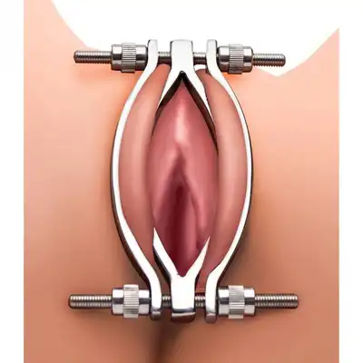 Master Series - Stainless Adjustable Pussy Clamp. Zaciski rozchylające wargi sromowe. Regulowane 