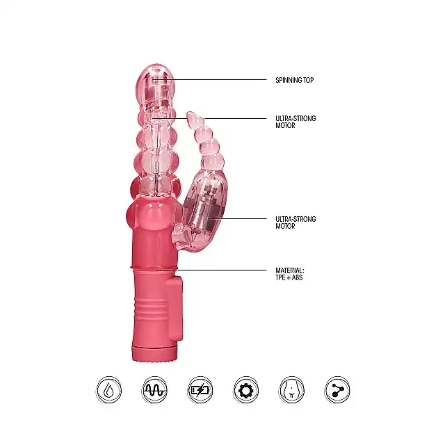 Shots Toys - Rotating Bubbles. Rotacyjny wibrator ze stymulacją łechtaczki. Teksturowany 
