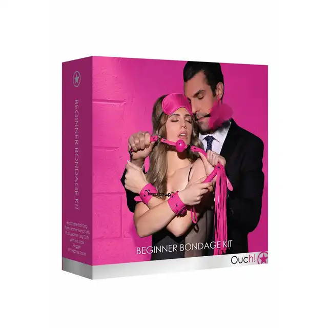 Ouch! Beginners Bondage Kit - Pink. Wieloczęściowy zestaw BDSM dla początkujących w kolorze różowym