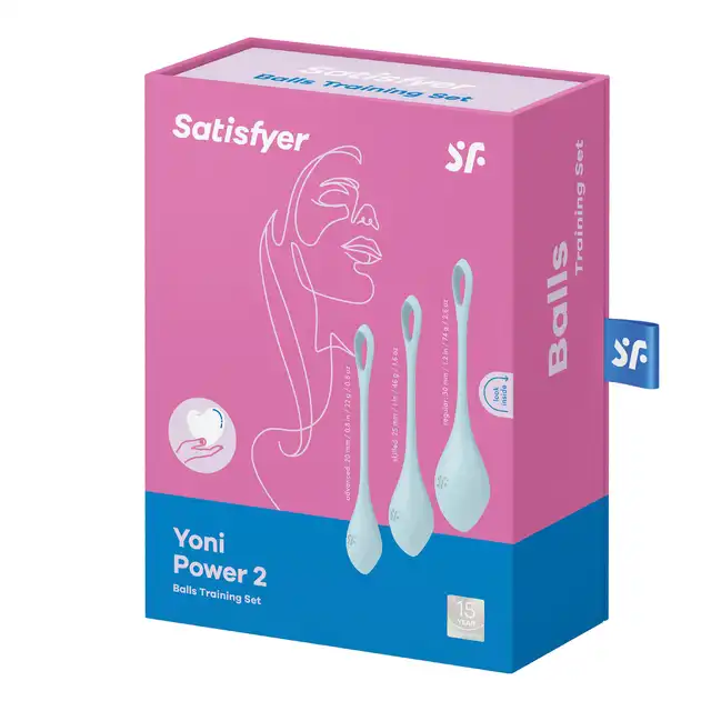 Satisfyer - Yoni Power 2 Light blue - zestaw kulek Gejszy. Ultra przyjemny silikon medyczny. Mega Sale!