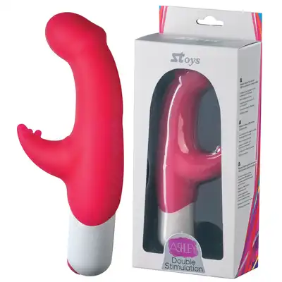 Stoys - Ashley Silicone Vibrator. Czerwony wibrator z króliczkiem. Świetna stymulacja punktu G. Mega Sale!