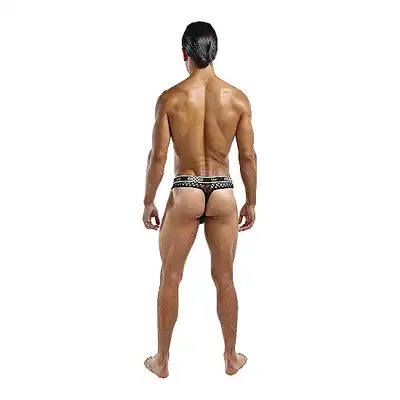 Male Power - Lo Rise Thong Black L/XL. Seksowne męskie slipki z eksponujące pośladki 