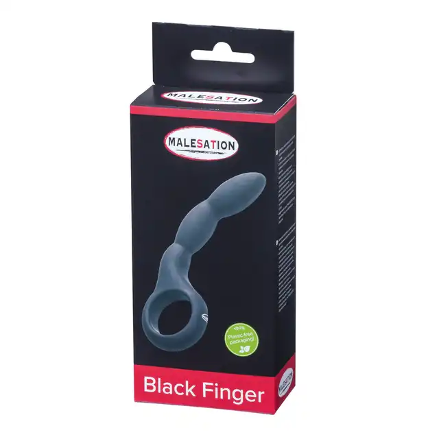 Malestation - Black Finger. Dildo o ergonomicznym kształcie z wygodnym uchwytem 