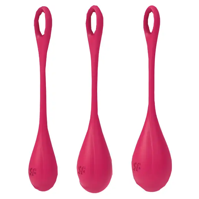 Satisfyer - Yoni Power 1 Red - zestaw kulek Gejszy. Ultra przyjemny silikon medyczny
