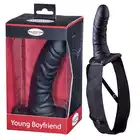 Malestation - Young Boyfriend. Wygodny czarny strapon dla mężczyzn z wytrzymałą uprzężą 