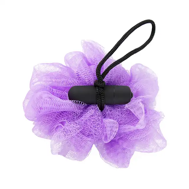 Big Teaze Toys - Bath Sponge Vibrating Purple. Zestaw gąbeczki do kąpieli i wibratora 