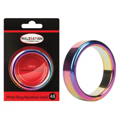 Malestation - Metal Ring Rainbow 48. Wytrzymały ring ze stali nierdzewnej w kolorze tęczowym 