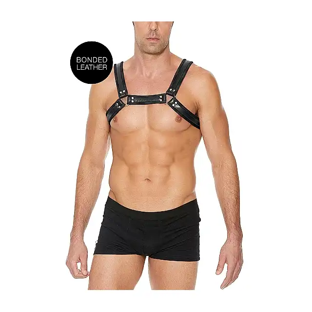 Ouch! - Buckle Bulldog Harness - Męska uprząż. L/XL - Czarna. Fetish Brand of the Year
