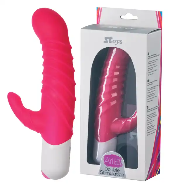 Stoys - Ayleen Silicone Vibrator. Prążkowany wibrator ze stymulatorem łechtaczki. Mocne wibracje 