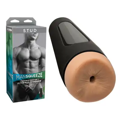 Man Squeeze - Stud. Variable pleasure stroker. Męski masturbator z regulowaną siła ciasności i ssania. Materiał Ultraskyn. Cynerskóra.