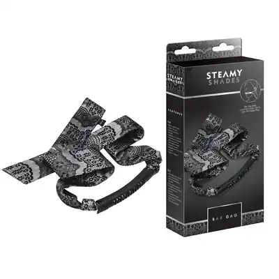 Steamy Shades - Bar Gag - knebel poprzeczny z ekskluzywna, satynową wstążką