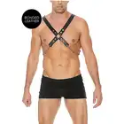 Ouch! - Men's Chain Harness - Skóra i metal. One Size - Czarny. Fetish Brand of the Year. Ostatnia sztuka!