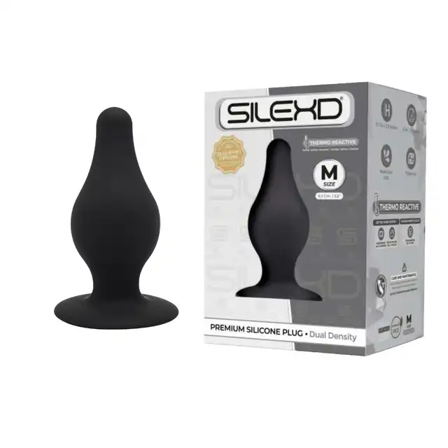 SilexD - Model 2 Silicone Plug M black. Termoreaktywna silikonowa wtyczka analna
