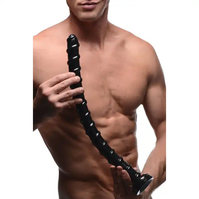Hosed - Swirl Hose 54 cm. Mega dildo dla mega emocji. Czarne, elastyczne, z mocną przyssawką.