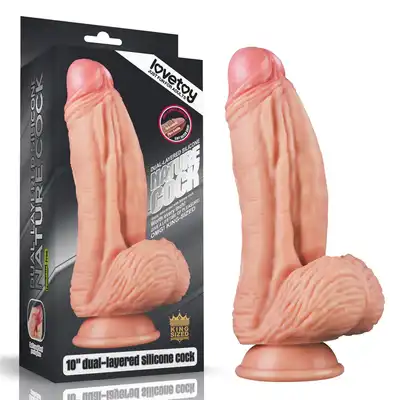 Lovetor - Nature Cock. Podwójny silikon. King size. Jak żywy, wielki gruby penis z jądrami. Przygoda życia.