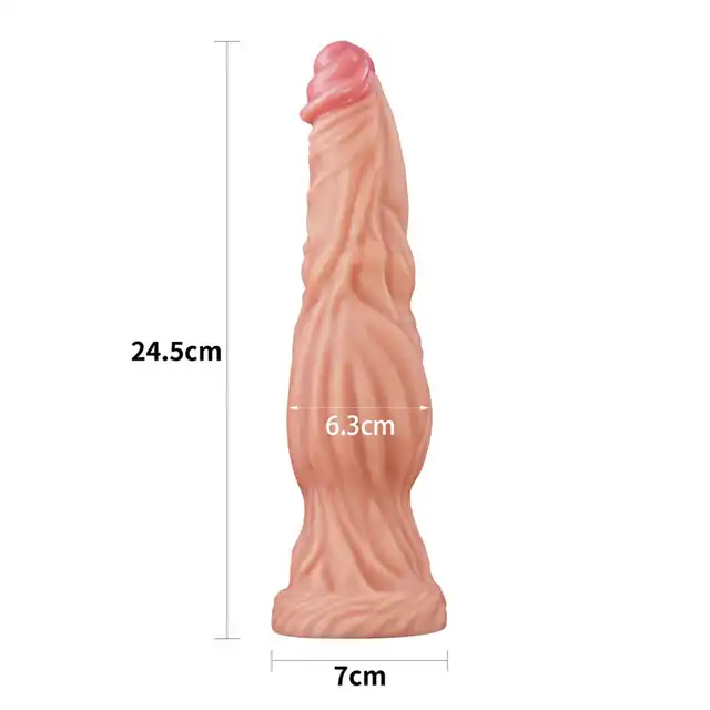 LoveToy - Dildo With Veins 24 cm - unikatowe dildo z żyłkami, 24 centymetry przyjemności