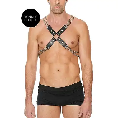 Ouch! - Chain And Chain Harness - Męski elegancki harness. One Size - Czarny. Fetish Brand of the Year Ostatnia sztuka!