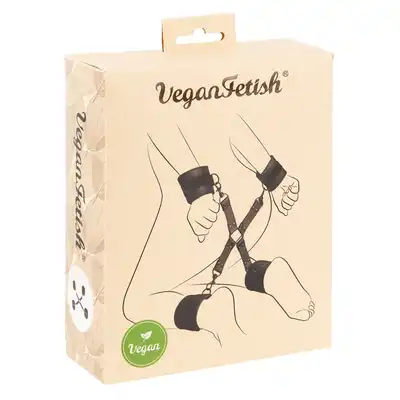 Vegan Fetish - Bondage Set. Wegańskie wiązanie typu hogtie cross z kajdankami