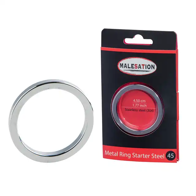 Malestation - Metal Ring Starter Stal 4,5 cm. Klasyczny i elegancki pierścień erekcyjny na penisa ze stali nierdzewnej