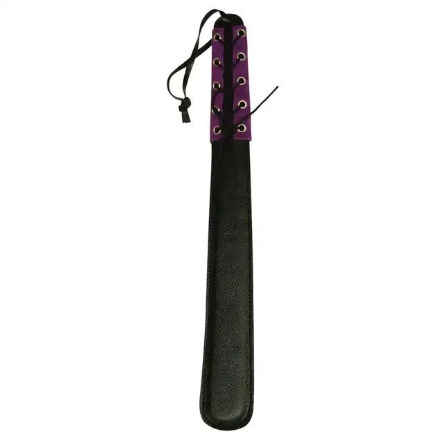 Bad Kitty - Paddle Purple. Intrygująca czarno-fioletowa packa z zamszem i sznurowaniem 