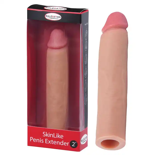 Malestation - SkinLike Penis Extender 2. Realistyczna teksturowana  nakładka przedłużająca penisa o 5 cm 