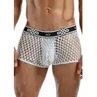 Male Power - Mini Short White  L/XL. Białe siateczkowe bokserki. 