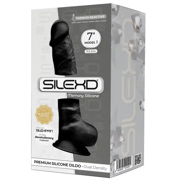 Silexd - Thermo Reactive black 7" - wyjątkowe dildo o podwójnej gęstości. Przyjemność gwarantowana!