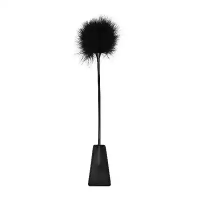 Ouch! - Crop With Feather Black. Czarna dwustronna packa z subtelnym piórkiem. 2w1 Mega funkcjonalna.