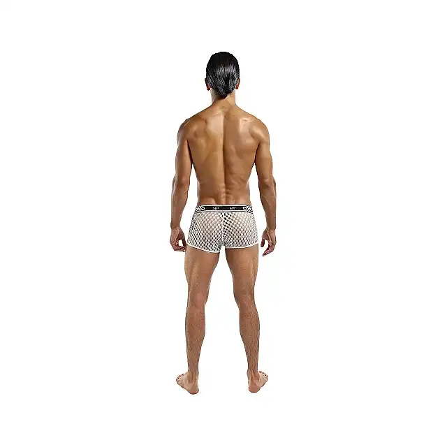 Male Power - Mini Short White  L/XL. Białe siateczkowe bokserki. 
